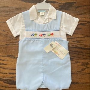 House of Hatten Light Blue Smocked Car Jon Jon/Shortall-NWT